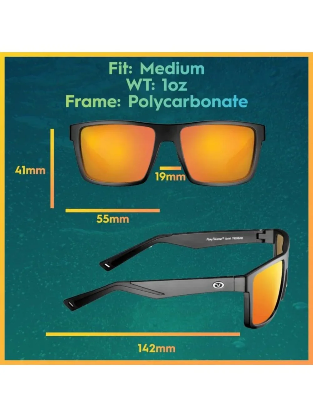 Unisex Polarized Rectangular Sunglasses for Fishing, Outdoor Activities & Sports